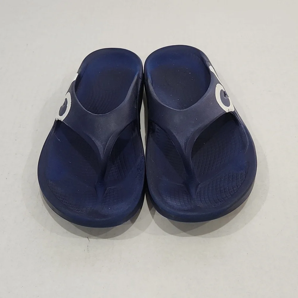 OOFOS Ooriginal Thong Flip Flop Navy Comfort Sandals Men Size 8 / Women Size 10